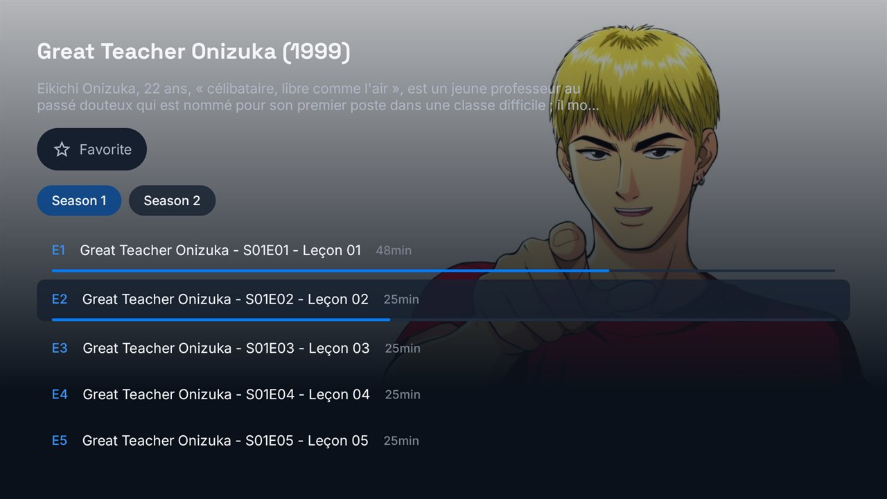 Catégorie animés de TVX avec fiches détaillées