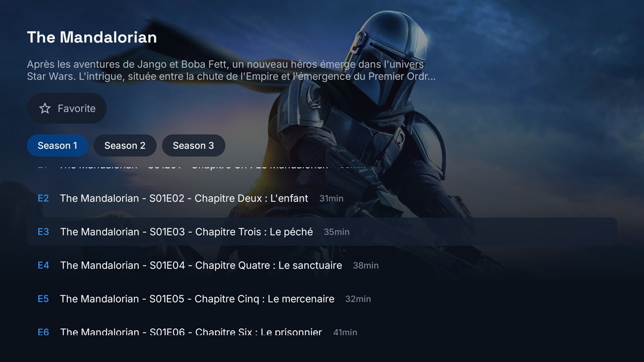 Fiche série TVX (The Mandalorian) avec saisons et épisodes
